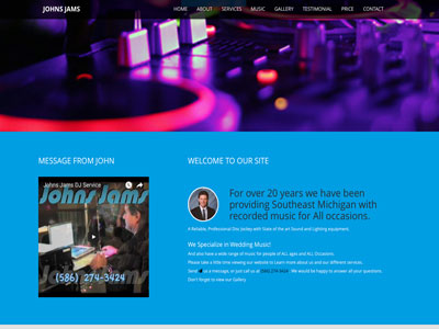 johnsjams web page design image